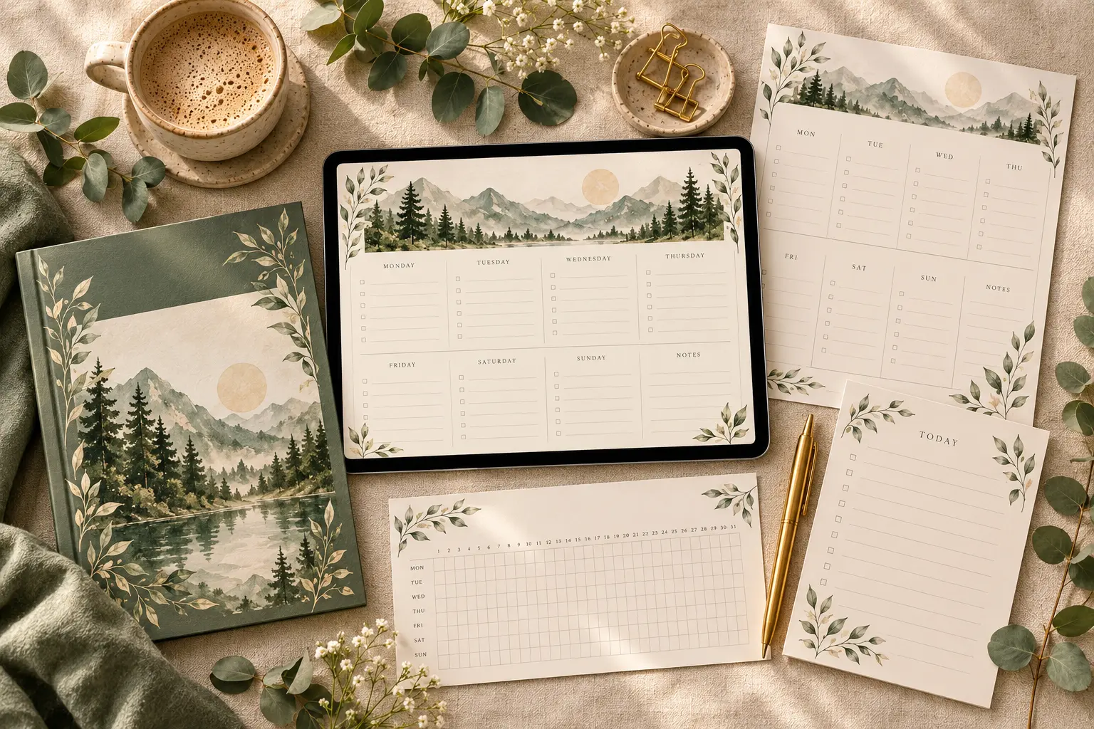 Productivity & planners styled product display