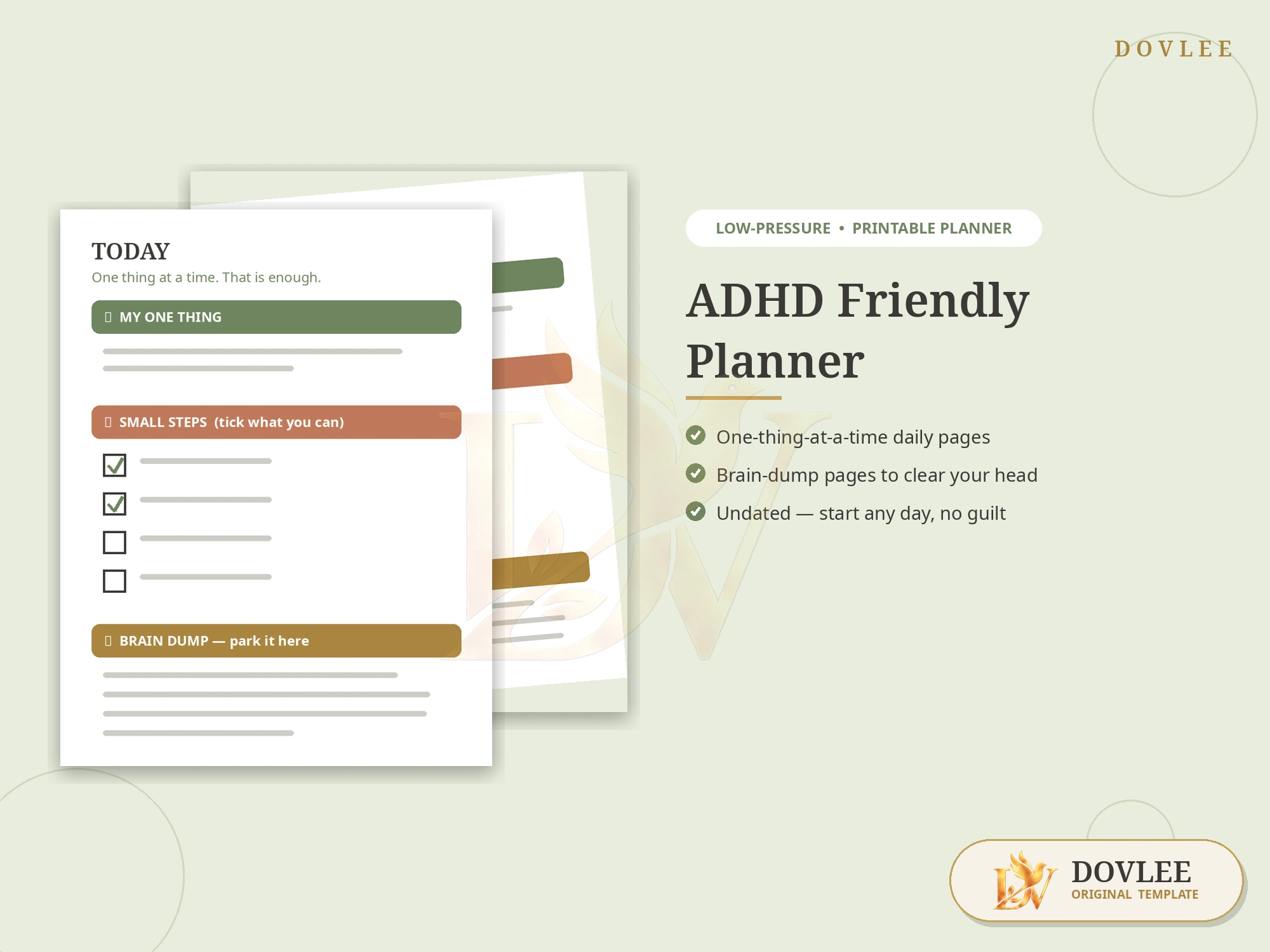 ADHD Friendly Planner styled digital product preview