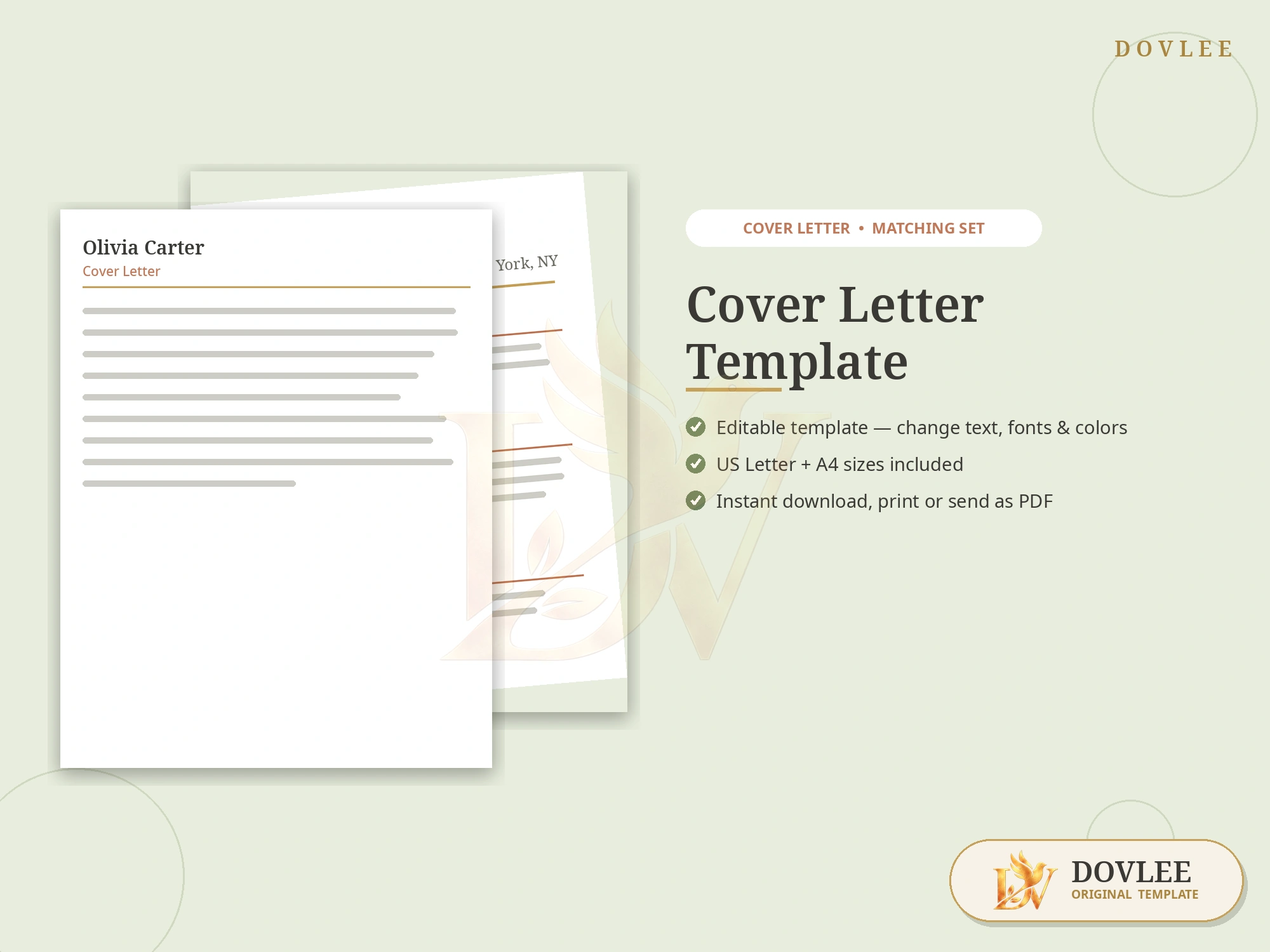 Cover Letter Template styled digital product preview