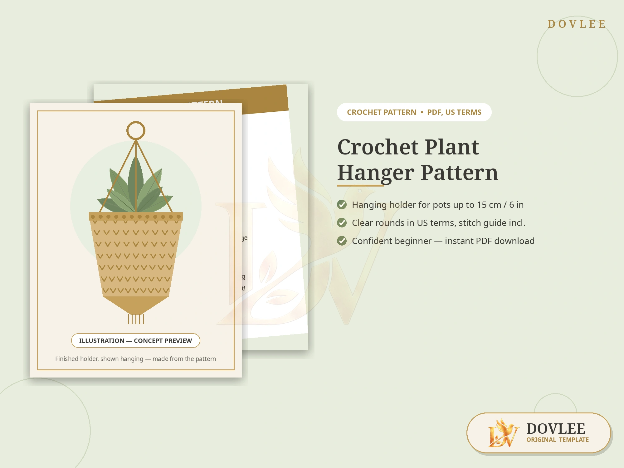 Crochet Plant Hanger Pattern styled digital product preview