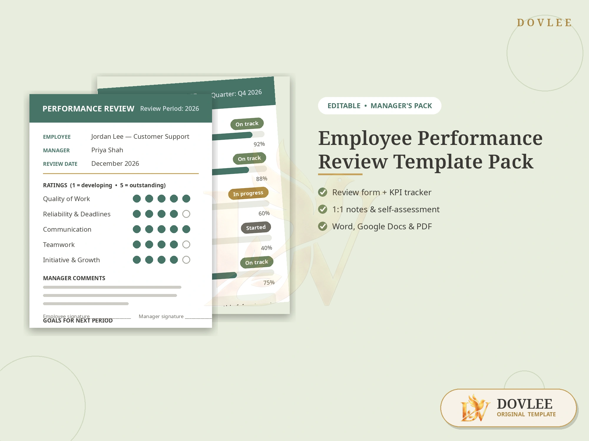 Employee Performance Review Template Pack styled digital product preview