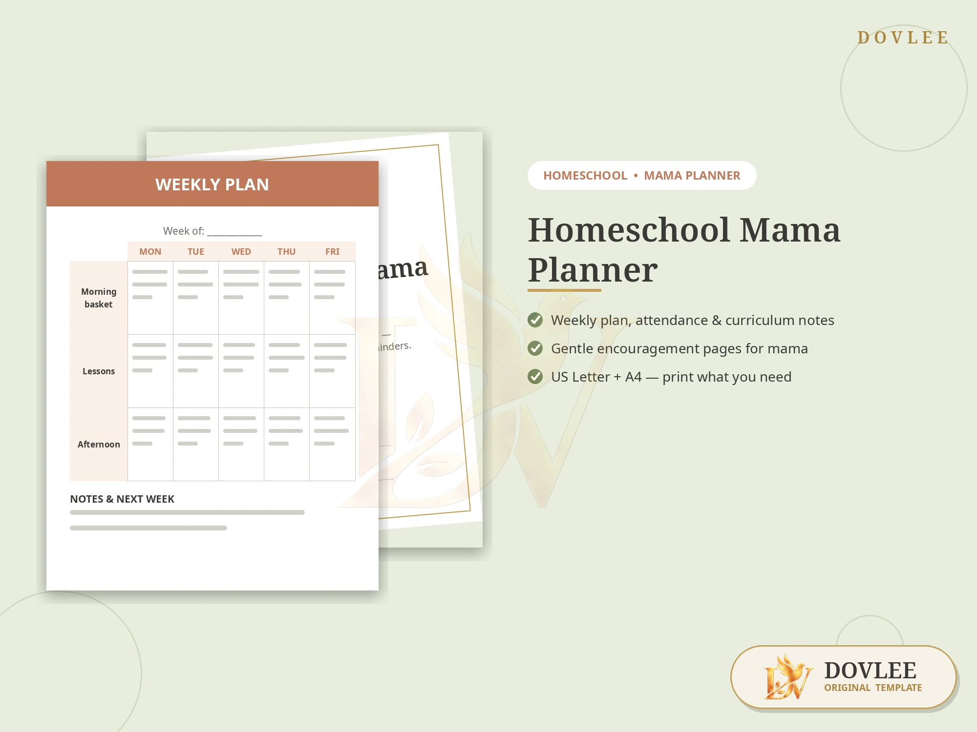 Homeschool Mama Planner styled digital product preview
